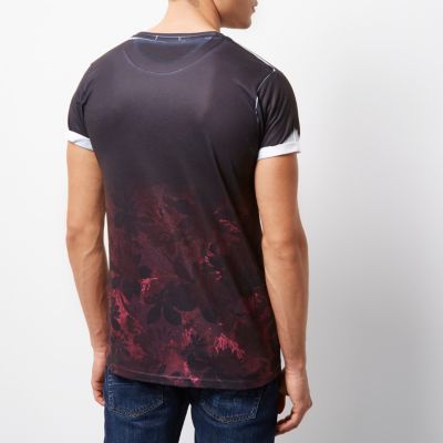Black faded floral print T-shirt